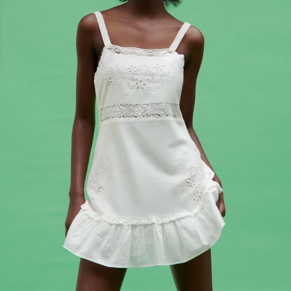 Zara cream eyelet dress
